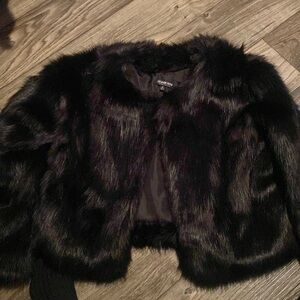 Black fashion nova faux fur coat
